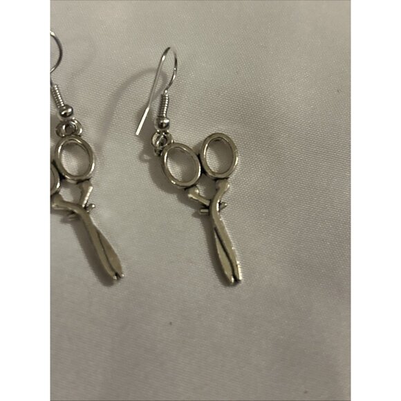 Silver Scissor Earrings Shears Dangle Silver Hook Jewelry Hairdresser Stylist - Picture 4 of 7